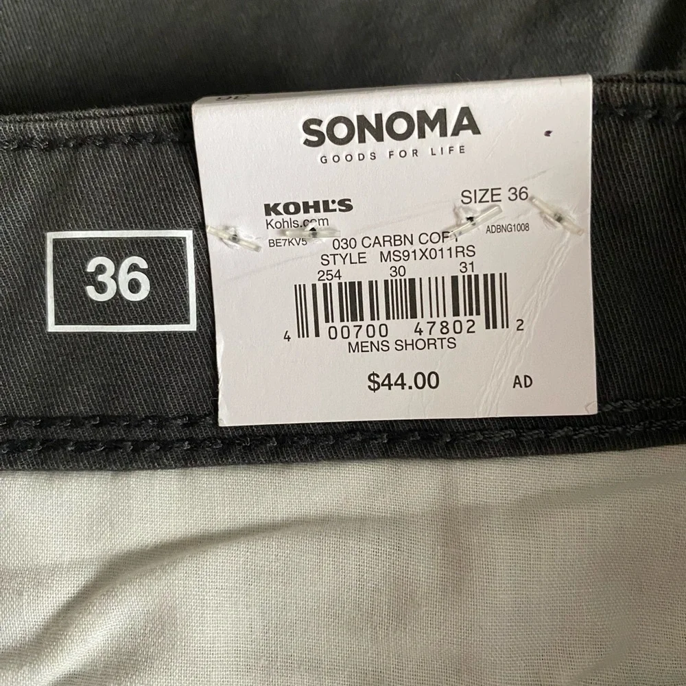 Sonoma Classic Cargo, Dark Gray, Men’s Shorts, New, 36, Gift / School / Casual - Picture 2 of 7